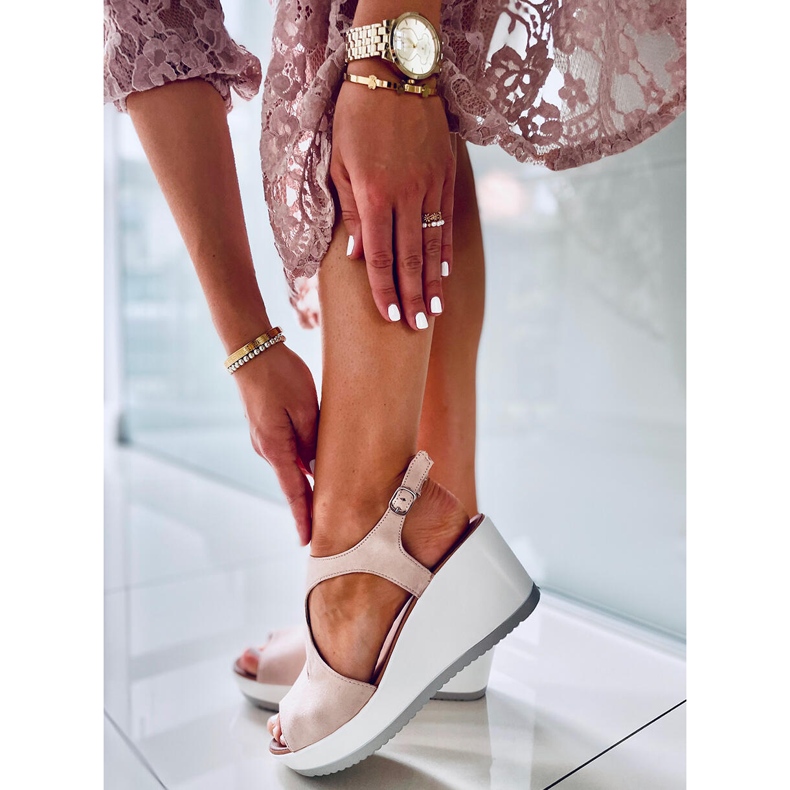 Sandales compensées Patty Nude beige rose 1