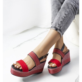Sandales compensées Rocha rouges 1