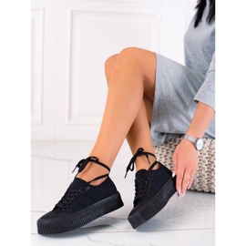 SHELOVET Des baskets sur une large plateforme le noir 2