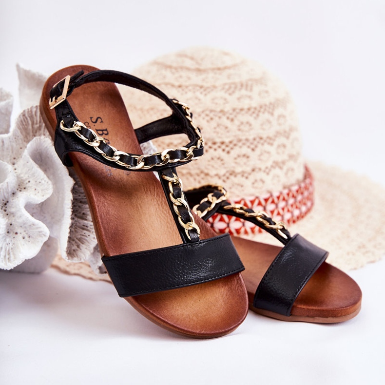 S.Barski Sandales Enfant Avec Boucle Noir Letto 1