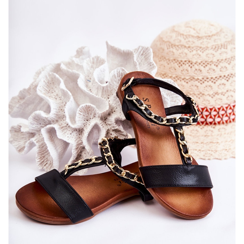 S.Barski Sandales Enfant Avec Boucle Noir Letto 2