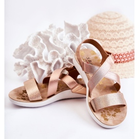 S.Barski Sandales Enfant Avec Velcro Or Rose Alise doré doré 2