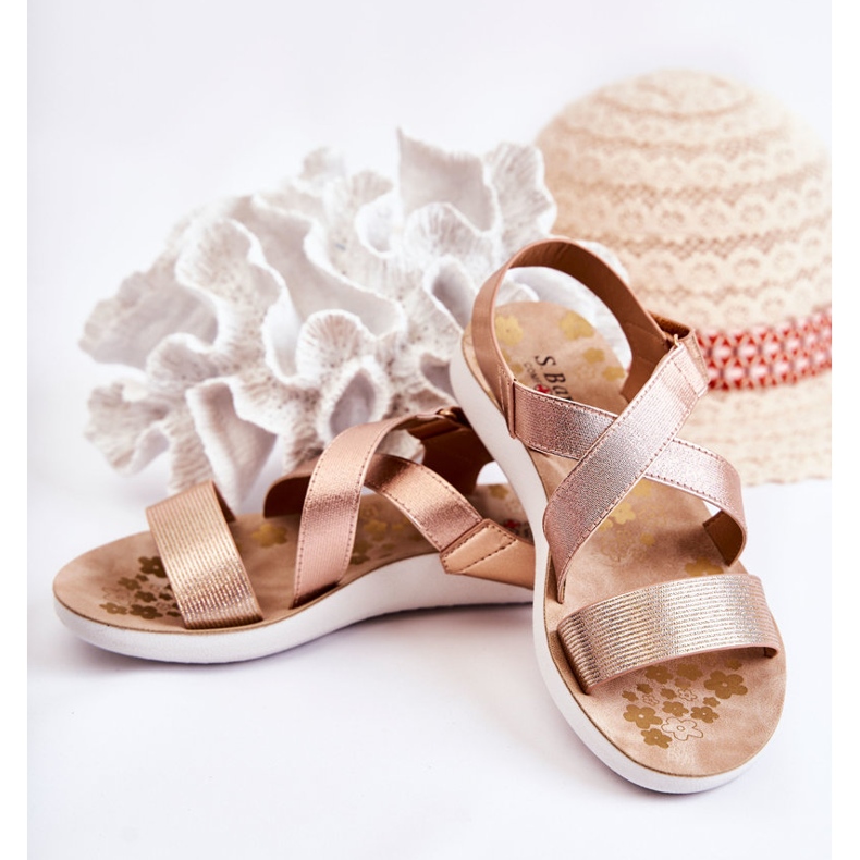 S.Barski Sandales Enfant Avec Velcro Or Rose Alise doré doré 2