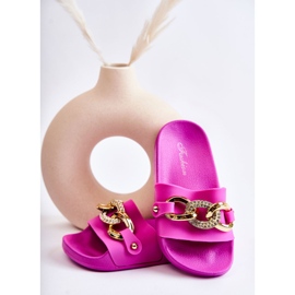 FK1 Chaussons Enfant Caoutchouc Avec Chaîne Décorative Fuchsia Suzie rose 2