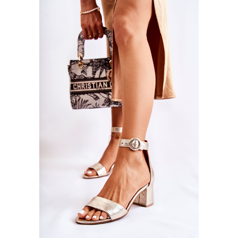 Sandales à Talons Hauts en Cuir Maciejka 04141-42 Doré d'or 1