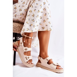 S.Barski Sandales Femme En Cuir Avec Décoration Halis Beige 2