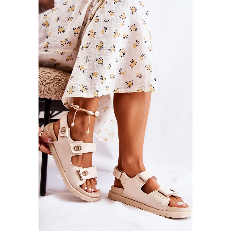 S.Barski Sandales Femme En Cuir Avec Décoration Halis Beige 2