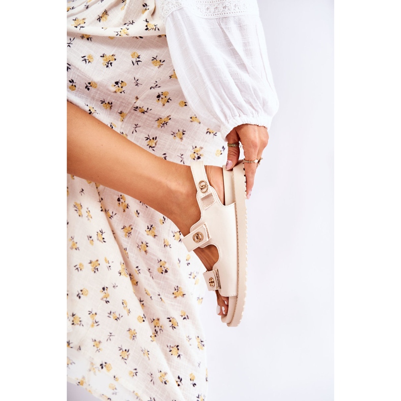 S.Barski Sandales Femme En Cuir Avec Décoration Halis Beige 1