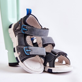 PE1 Sandales Confortables Enfant Gris Foncé Samell 1