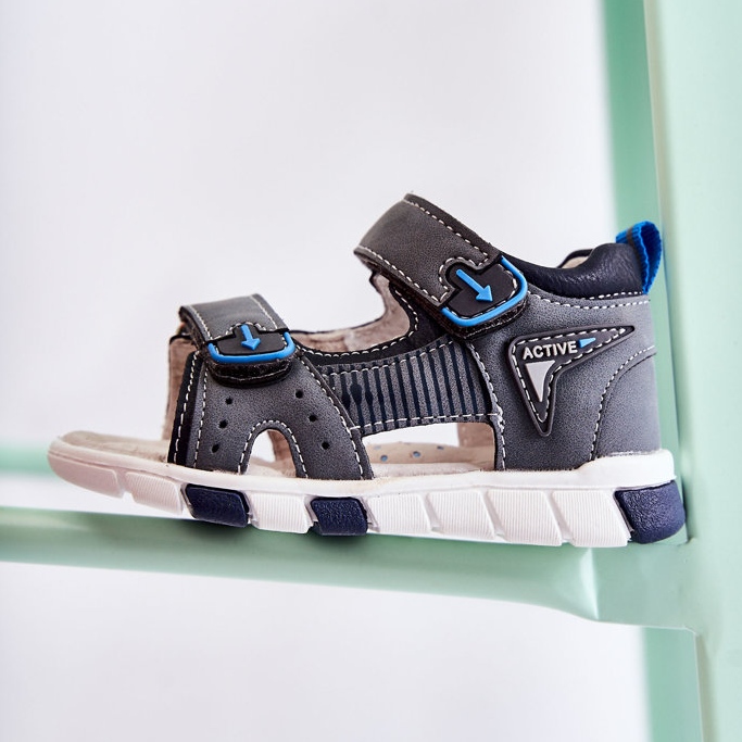 PE1 Sandales Confortables Enfant Gris Foncé Samell 2