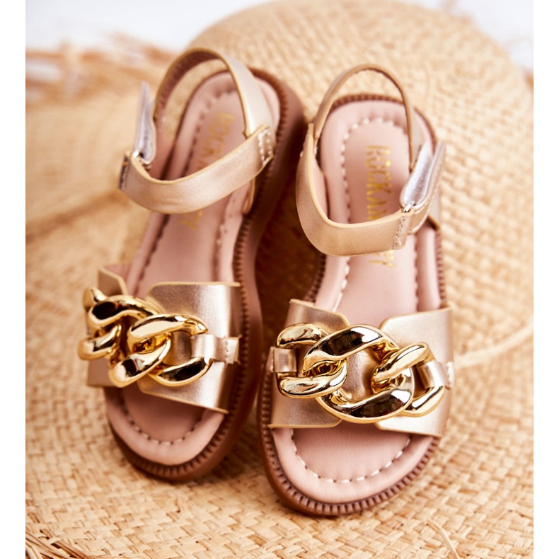 FR1 Sandales Enfant Avec Velcro Layra Doré ['d'or'] d'or 2