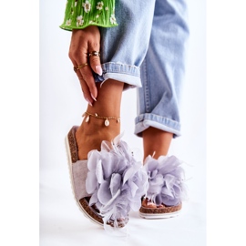 PS1 Chaussons Femme En Daim Avec Fleur Décorative Gris Alimos 1