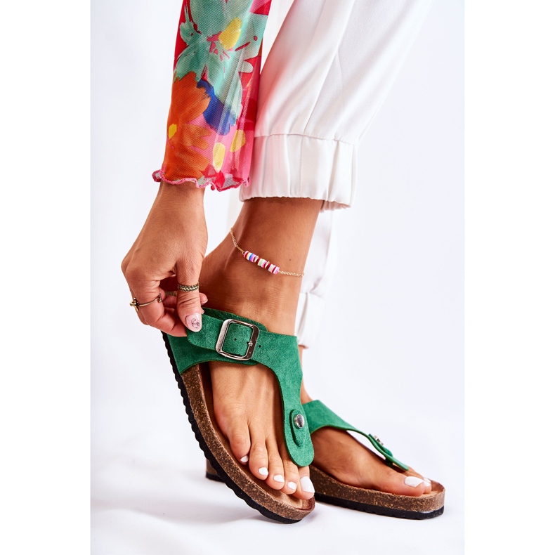 FB1 Chaussons Femme Avec Boucle Vert Elina 2