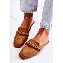 FB1 Chaussons Femme Daim Beige Olena brun 4