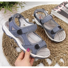 Sandales en cuir avec velcro Rieker W RKR458 bleu 1