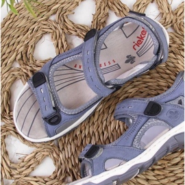 Sandales en cuir avec velcro Rieker W RKR458 bleu 4