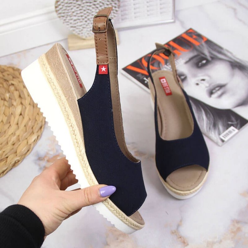 Sandales compensées Big Star Jr INT1727A bleu marine 1