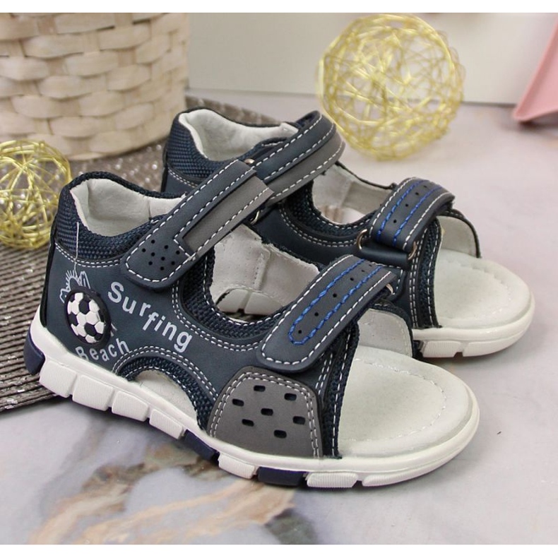 Sandales à scratch NEWS Jr EU651A bleu marine-gris 2