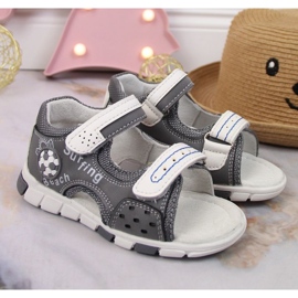 Sandales velcro NEWS Jr EU651B gris 2