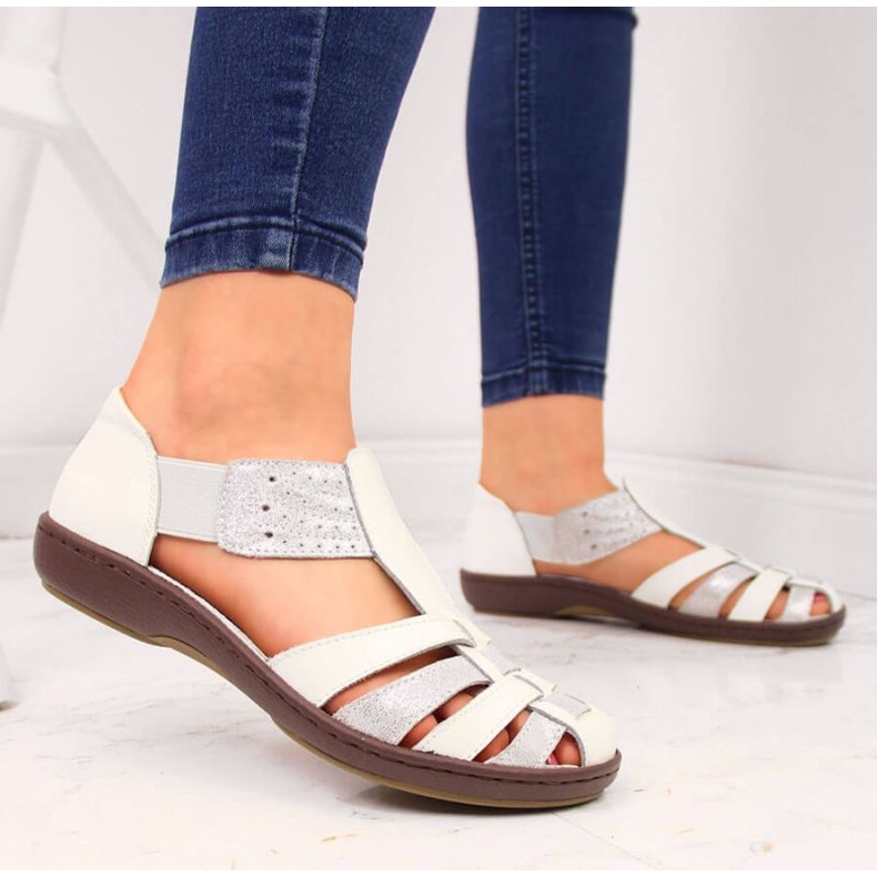 Sandales fermées T.Sokolski W SCA168B blanc-argent 2