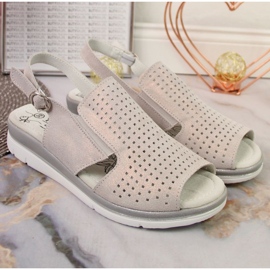 Sandales compensées T.Sokolski W SCA169 beige-argent 2