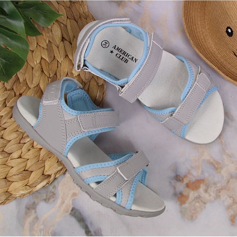 American Club Jr AM898A sandales velcro gris 2