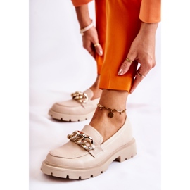 FB1 Mocassins Cuir Chaine Beige Clair A l'Amicable 1