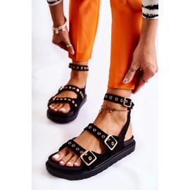 PM1 Sandales à lanières en daim pour femmes Noir Parys 1