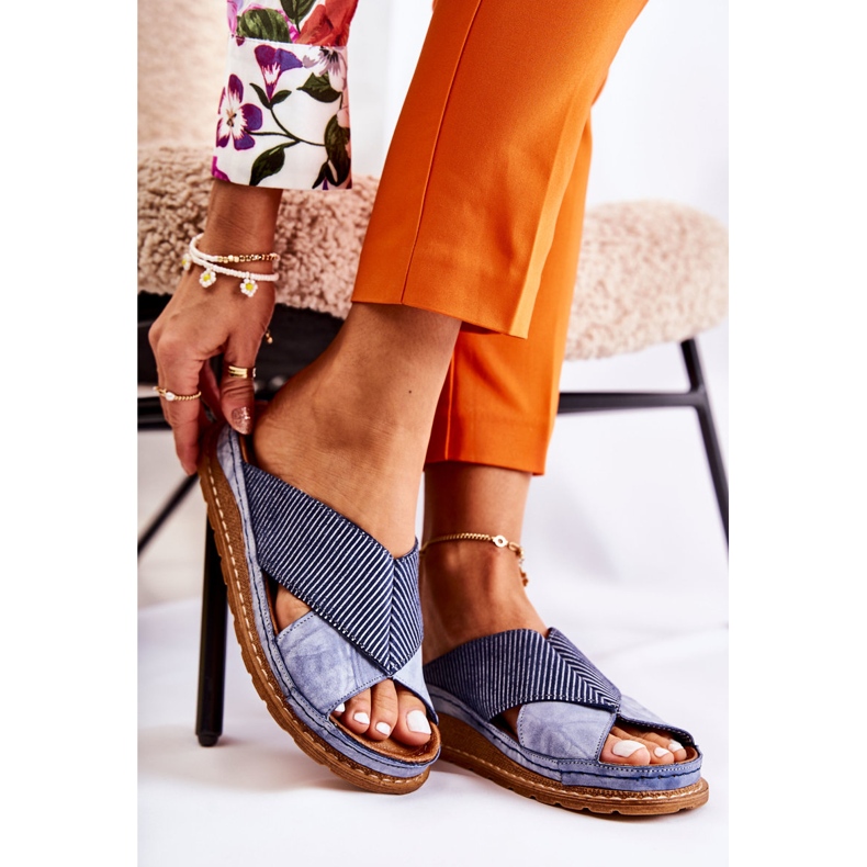 Chaussons profilés en cuir Maciejka 04986-17 Bleu 2