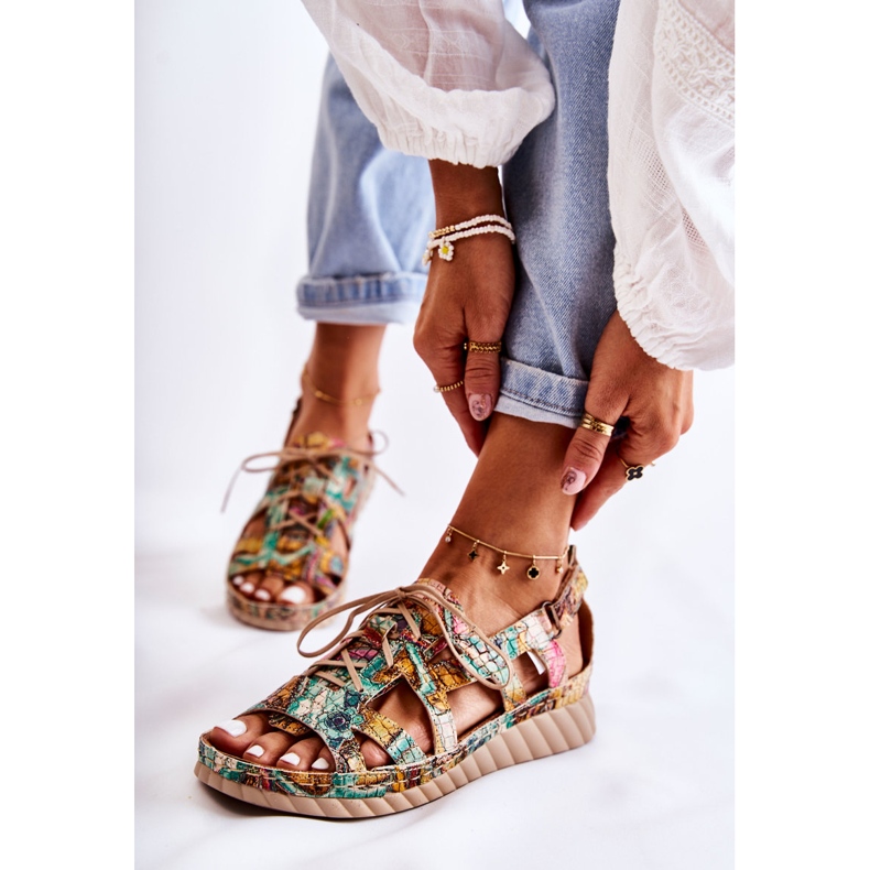 Maciejka Sandales Cuir avec Velcro pour Femme 05375-09 Vert 1