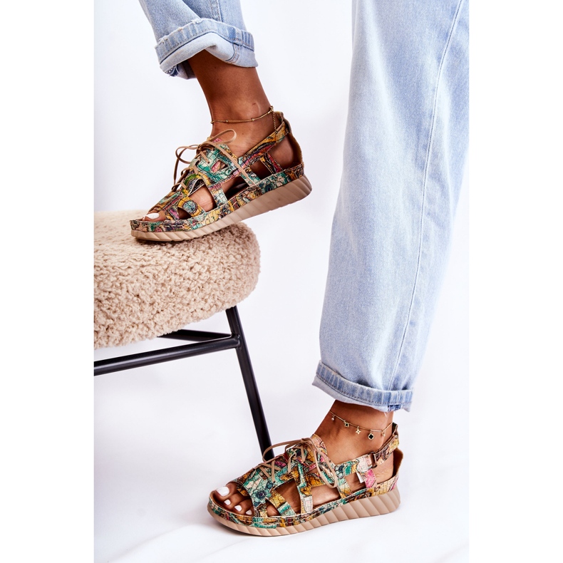 Maciejka Sandales Cuir avec Velcro pour Femme 05375-09 Vert 2