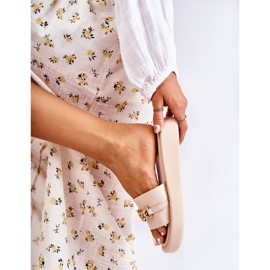 S.Barski Pantoufles Megosa beiges à la mode avec chaîne 1 S.Barski Pantoufles Megosa beiges à la mode avec chaîne 1