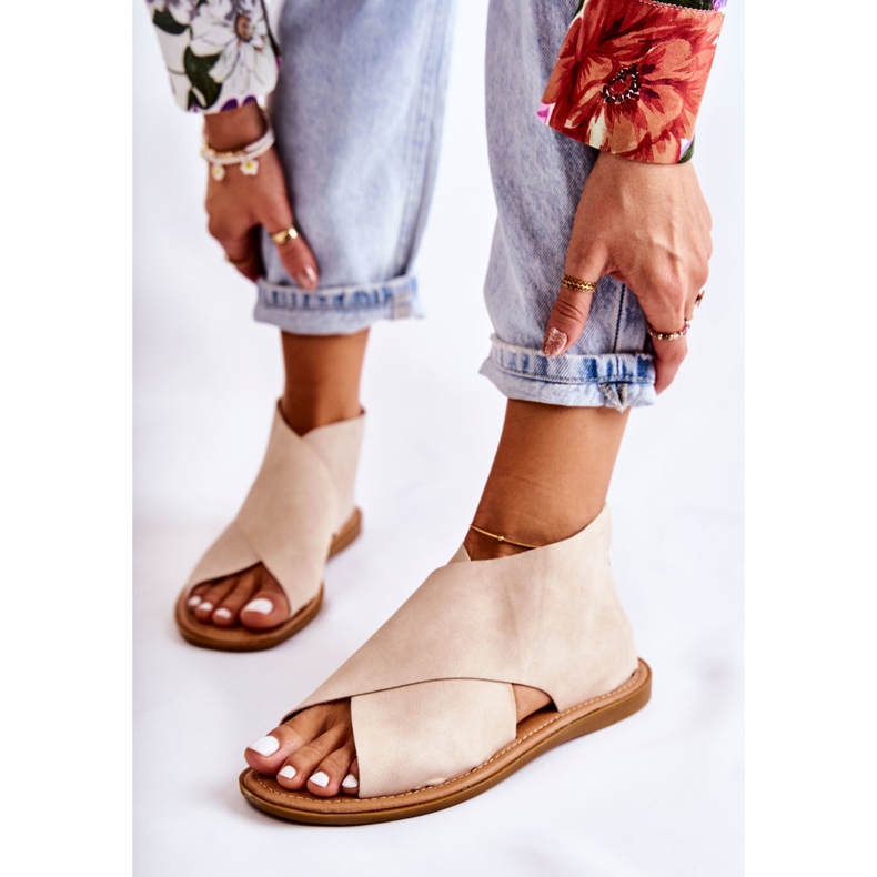 S.Barski Sandales Cuir Femme Beige Catalise 1