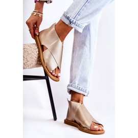 S.Barski Sandales Cuir Femme Doré Catalise 1