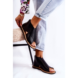 S.Barski Sandales Catalise femme noires en cuir 1