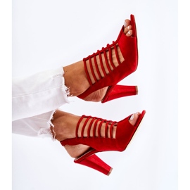 S.Barski Sandales à talons hauts en daim rouge Vinnie 8