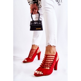 S.Barski Sandales à talons hauts en daim rouge Vinnie 1