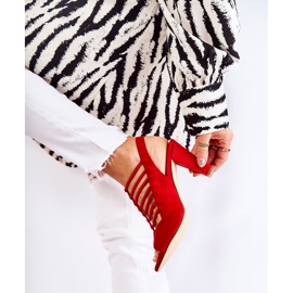 S.Barski Sandales à talons hauts en daim rouge Vinnie 4