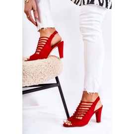 S.Barski Sandales à talons hauts en daim rouge Vinnie 7