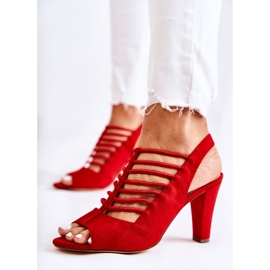S.Barski Sandales à talons hauts en daim rouge Vinnie 6