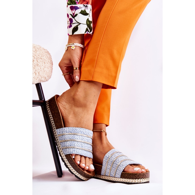 S.Barski Chaussons Classiques Femme Avec Chaîne Bleu Maddy 1 S.Barski Chaussons Classiques Femme Avec Chaîne Bleu Maddy 1