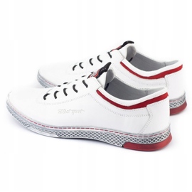 Polbut Chaussures décontractées en cuir pour hommes K23 blanc avec rouge blanche 1 Polbut Chaussures décontractées en cuir pour hommes K23 blanc avec rouge blanche 1