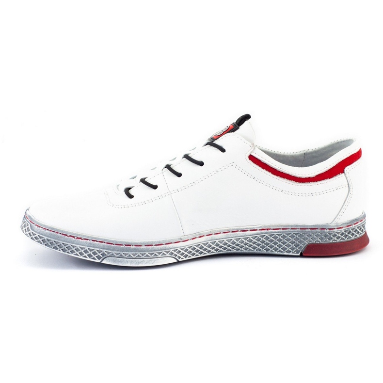 Polbut Chaussures décontractées en cuir pour hommes K23 blanc avec rouge 4