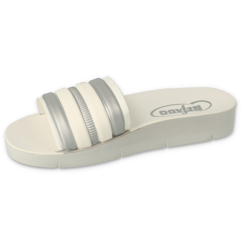 Les tongs pour enfants en mousse de Befado 067y001 blanc avec des rayures grises 1