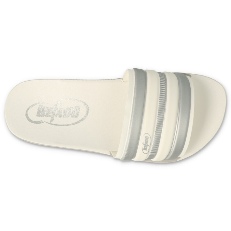 Les tongs pour enfants en mousse de Befado 067y001 blanc avec des rayures grises 2