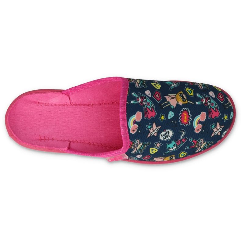 Slippers pour enfants de Befado 707y423 Applications colorées bleu 2 Slippers pour enfants de Befado 707y423 Applications colorées bleu 2