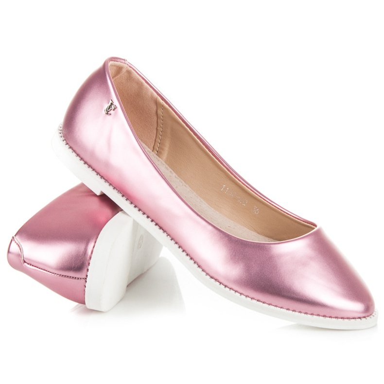 Vices Ballerines pointues brillantes rose 1