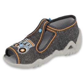 Slippers de Befado Children 217p111 avec application gris 1 Slippers de Befado Children 217p111 avec application gris 1