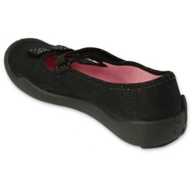 Ballerinas pour enfants de Befado 114y240 avec un arc dans les paillettes le noir 2