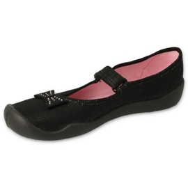 Ballerinas pour enfants de Befado 114y240 avec un arc dans les paillettes le noir 1